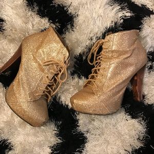 Gold glitter booties